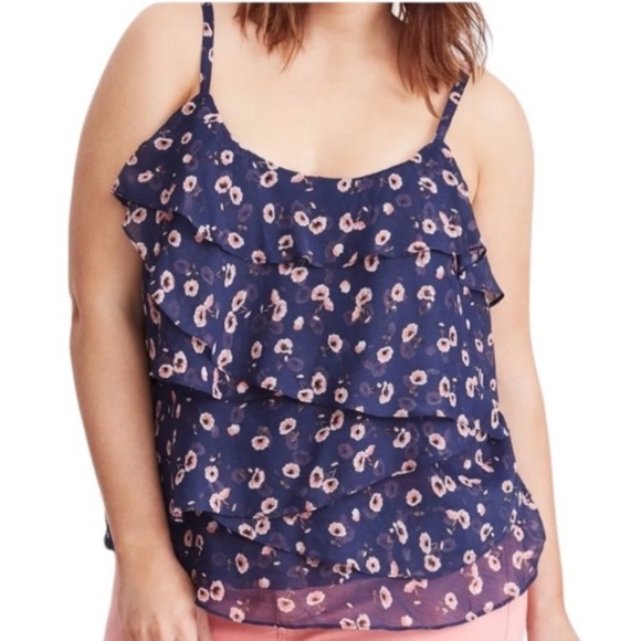 Torrid Ruffle Tiered‎ Chiffon Tank Women’s Size 3 Plus Size Blue - Picture 1 of 8